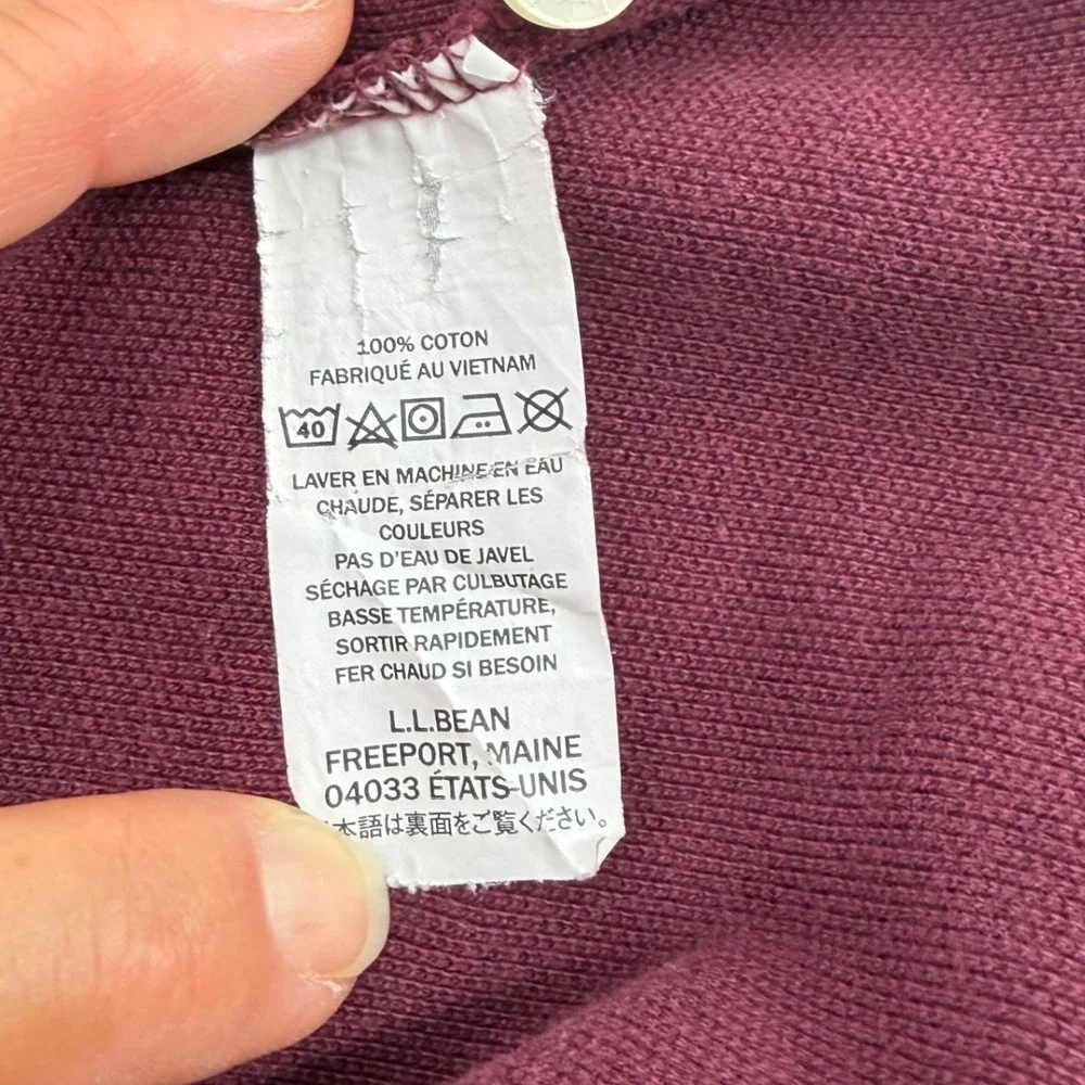 LL Bean Mens Long Sleeve Polo Shirt Burgundy Cotton Size XL TALL - Picture 4 of 7